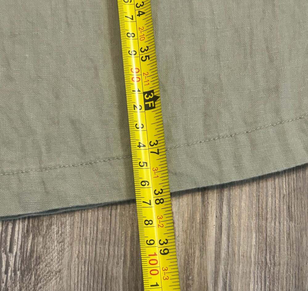 Nicole Miller New York Sage Green 100% Linen Pleated Wide-Leg Pants - Picture 8 of 9